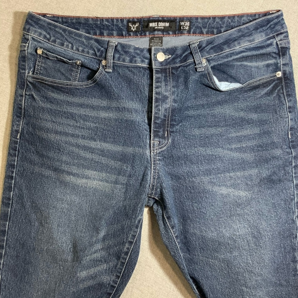 MBX Denim Dark Wash Men’s Jeans 36x32 Stretch Straight - Picture 2 of 8